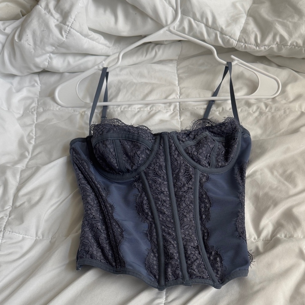 Urban Outfitters Lace Bustier in Navy